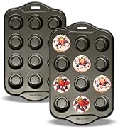 Kofebe 2 PACK Muffin Pans, Non-stick Carbon Steel Cupcake Pan, 12 Cavity Mini Cheesecake Pan for ...