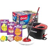 O-Cedar Punch Fruit-Shaped Scrub Sponge Pack (3 Count) + EasyWring Microfiber Spin Mop and Bucket...