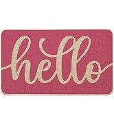 Artoid Mode Pink Hello Spring Doormat, Summer Home Decor Low-Profile Switch Rug Door Mat Floor Ma...
