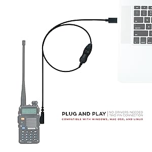 Plug and play no drivers needed baofeng programming cable 