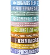 KUCLIN 12 Pieces Bible Verse Bracelets Christian Scripture Bracelets Silicone Bible Verses Wristb...