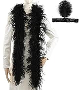 Soarer Black Ostrich Feather Boas – 2yards 3ply long boas for Party, DIY Production, Clothing Dec...