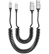 Coiled Lightning Cable for Car (3FT/6FT), 2Pack Retractable iPhone Charger Cord Fast Charging, [M...