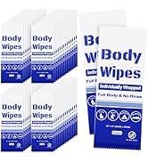 50Pcs Disposable Body Wipes, 7.8 x 9.8 inch Individually Wrapped Bath Wipes for Women Men in Bulk...