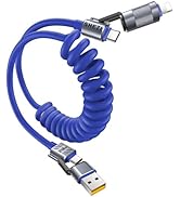 Vexipia 4-in-1 Coiled USB C Cable for Car [240W Fast Charging] USB C to Light-ning Cable [CarPlay...