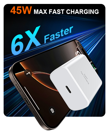 45w iphone 16 15 pro max charger fast charging block cord cable 10 ft long usb c superfast charger