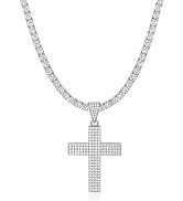 LGYIC Cross Necklace for Women, 18K White Gold Plated Tennis Necklace with Iced Cubic Zirconia Cr...