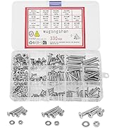 330 Pcs Countersunk Head Hexagon Socket Screws Bolts and Nuts and Washers Assortment Kit, M3 M4 M...
