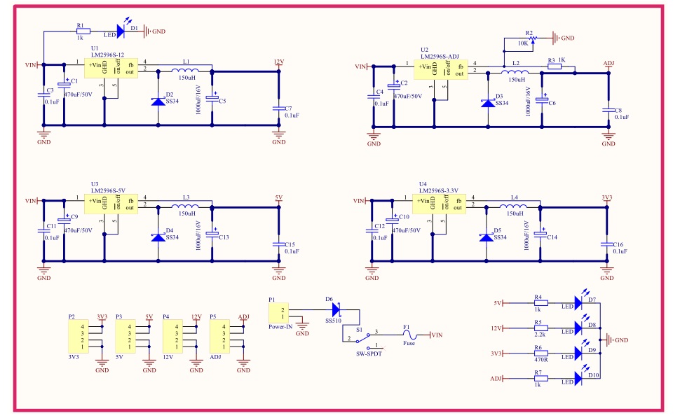 LM2596 Multi Channel Switching Power Supply 