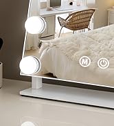 homtang Vanity Mirror with Lights, 13x11 Inch Makeup Mirror with 12 Dimmable Bulbs for 3 Lighting...