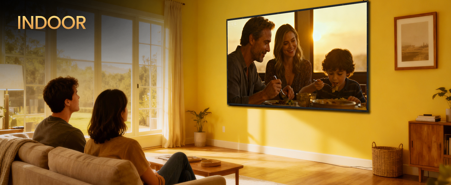 black projector screen