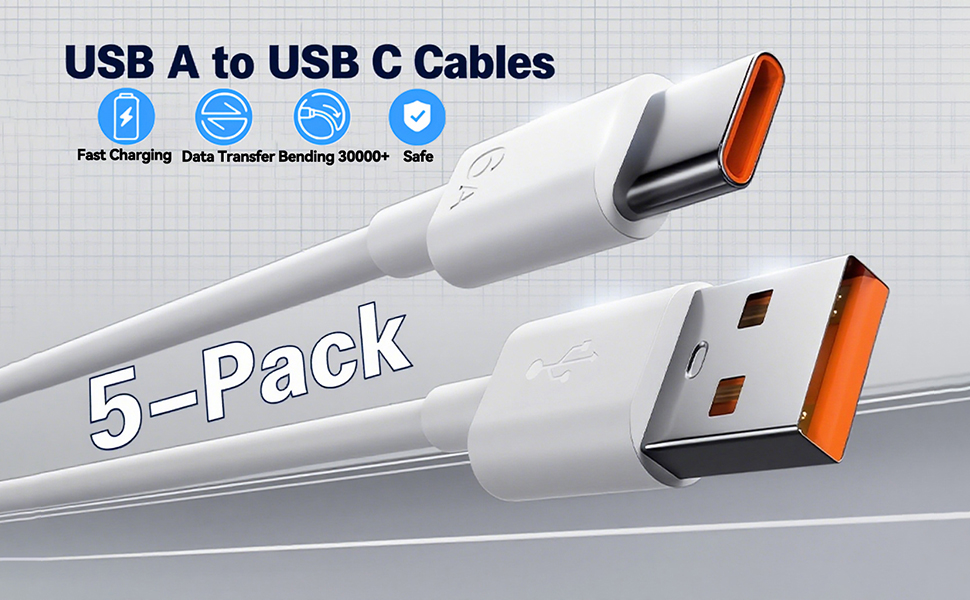 This is a USB A to USB C charging cable, which comes in a pack of 5 and has good quality.