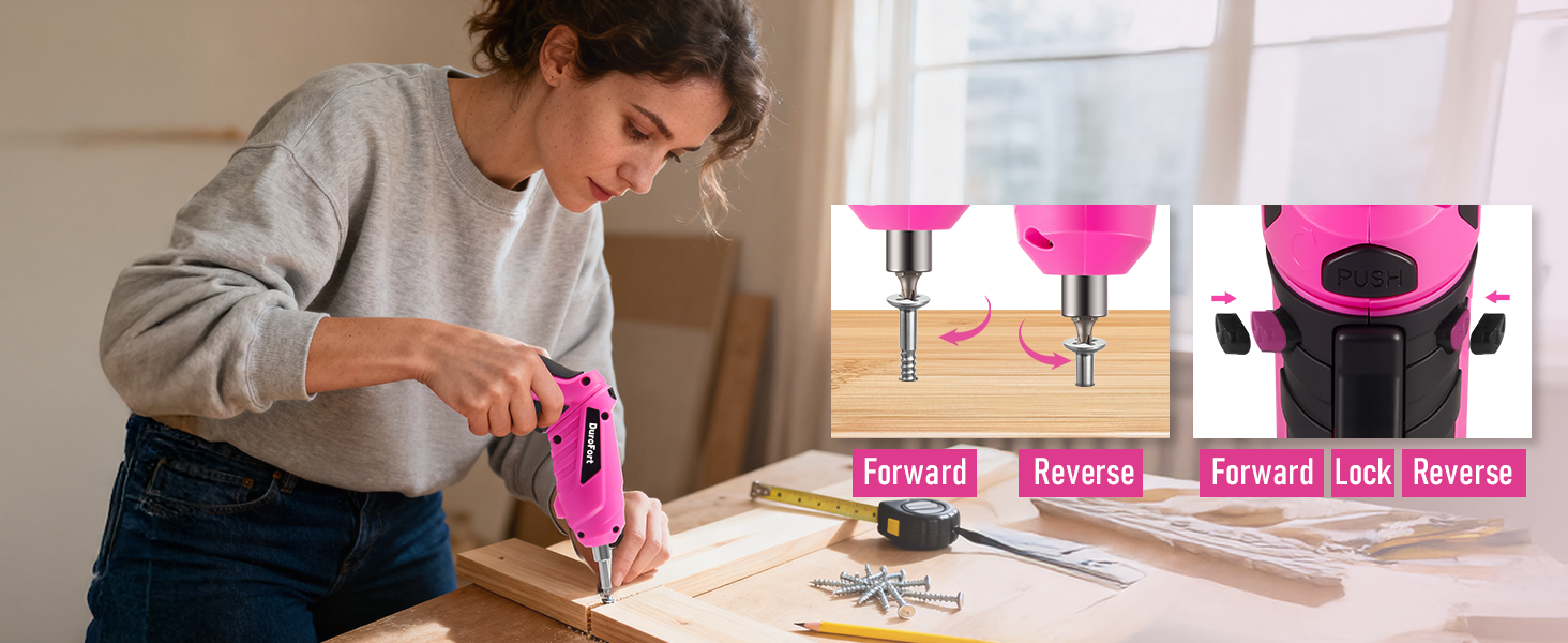 Pink Cordless Electric Screwdriver Set