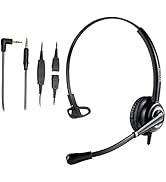 2.5mm Phone Headset with Noise Canceling Microphone for Panasonic, Including 3.5mm Connector for ...