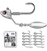 FREE FISHER 10Pcs Underspin Jig Heads with Spinner Blades 1/8 3/16 1/4 3/8 1/2oz Fishing Jig Head...