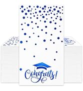 JarThenaAMCS 50Pcs Graduation Guest Napkins Blue Foil Dots Graduation Cap Disposable Decorative P...