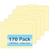 Manila Folders, HERKKA 170 Pack 1/3 Cut Tab File Folders, Manila Folders 8.5 x 11 Designed for Of...