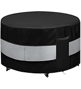 Round Patio Bar Height Table and Chair Cover Black Grey Waterproof Up to 10000pa for 90 x 43 Inch...
