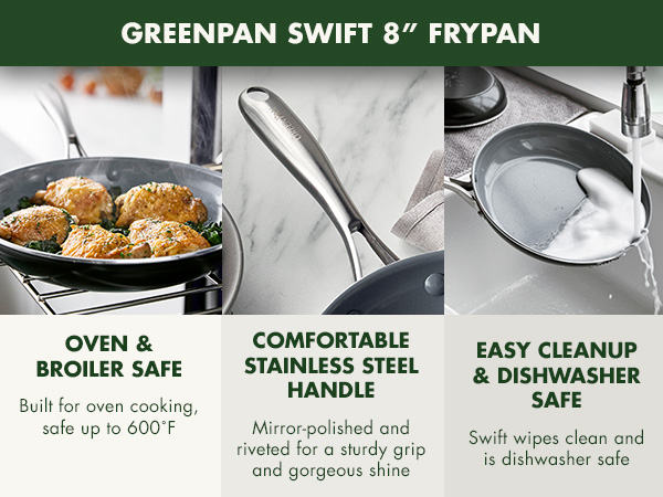 GreenPan, Ceramic Nonstick, PFAS-Free, Non-Toxic, Cookware, Frypans, Swift