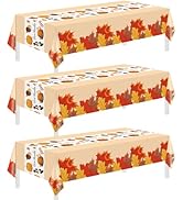 Childom Thanksgiving Tablecloth, 3 Pack Disposable Plastic Tablecloth 54