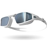 WATER TIME Adult Swim Goggles Anti-Fog REVO Mirrored Lens No Leak UV Protection Large Frame for L...