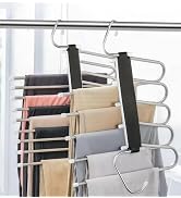 2 Pack Pants Hangers Space Saving Clothes Hangers 5 Layers, Non Slip Pant Hanger for Closet Organ...