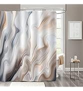 MitoVilla Brown Shower Curtain Set 72 x 78, Abstract Marble Long Shower Curtain Liner, Luxury Fab...