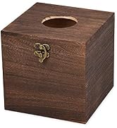 Bathroom Tissue Holder Retro Square Wooden Boutique Decoration for Home Office Car - Brown (Brown...