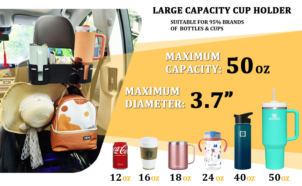 Car Headrest Backseat Cup Holder with Organizer