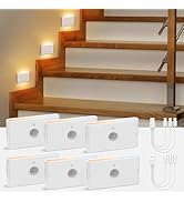 wowatt Rechargeable Motion Sensor Night Light, White Automatic Lights with Magnetic Mount, Dimmab...