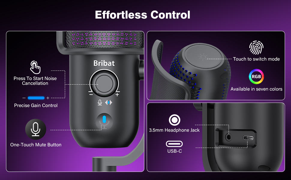 The usb mic can be easily controlled with a button.