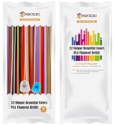32 Colors 3D Printing Pen 2.85mm PLA Filament Pack, Each 0.3 Meter, Each Color 5pcs, Total 160 Pc