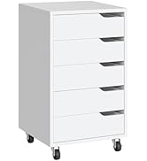 HOOBRO 5-Drawer File Cabinet, Under Desk Mobile Filing Cabinet with Wheels, Rolling Office Storag...
