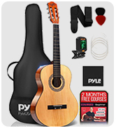 Pyle Beginner Acoustic Guitar Kit, 3/4 Junior Size All Wood Instrument for Kids, Adults, 36&amp;#34; Natu