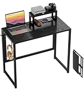 GreenForest Folding Desk with Monitor Stand, 31.5 Inch Foldable Computer Desk with Hook and Stora...