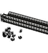 iwillink Blank 48-Port Keystone Patch Panel, 2U 19'' Rackmount/Wallmount with Metal Housing, Incl...