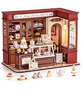 Rolife DIY Dollhouse Miniature House Kit 1:18 Vintage French Dessert Shop, Wooden Diorama Model K...