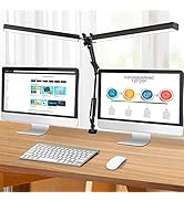 JOSTIC LED Desk Lamp with Clamp, Super Bright Double Head Desk Lamps for Home Office, 5 Color Mod...