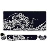 ToLuLu Desk Mat, Gaming Mouse Pad Wrist Support 4in1 Set, XXL Large Mouse Pad + Keyboard Wrist Re...