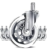 Office Chair Wheels Replacement Rubber Chair casters for Hardwood Floors and Carpet, Set of 5, He...