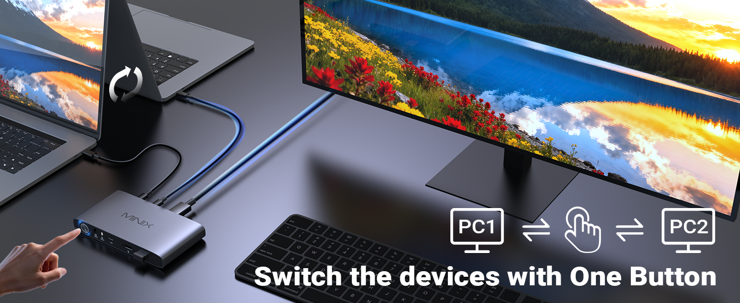 MINIX K1 USB C KVM Switch 1 Monitors 2 Computers