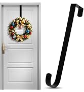 ZningEsxi 12 in Wreath Hanger for Front Door Black Wreath Hangers Over The Door Hanger Hook Wreat...