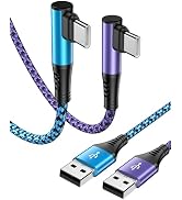 USB C Cable Right Angle [2Pack/6ft] 3.1A USB to USB C Fast Charging Cord, 90 Degree Braided Type ...