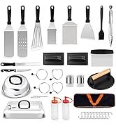 Griddle Accessories Set of 26, Leonyo Grilling Accessories for Outdoor, Heavy Duty Smash Burger P...