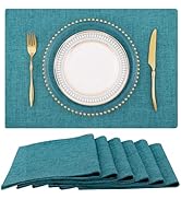 homing Cotton Linen Placemats Set of 6, Cloth Washable Farmhouse Dining Table Mats for Indoors &amp; ...