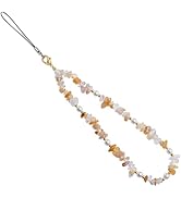 Handmade Natural Gemstone Gold Beaded Artificial pearls Charm Cell Phone Camera Lanyard, Wrist St...