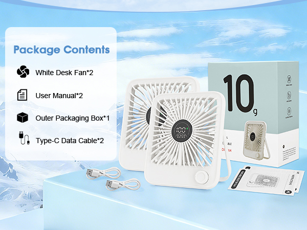 white portable desk fan