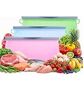 Stacker Bags Reusable – Silicone Ziplock Bags Reusable – Dishwasher Safe Reusable Ziplock Bags – ...