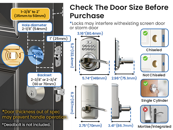 Keypad door lock with handle