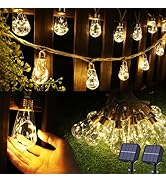 Solar Outdoor String Lights, 2 Pack 20Ft Vintage Rope Hemp Solar Patio Lights, Waterproof Warm Wh...